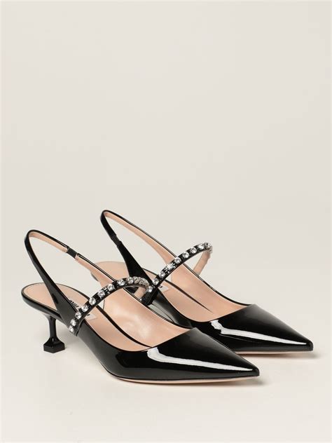 miu miu black patent slingbacks|Patent leather slingback pumps .